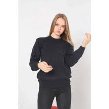 MDB Shop Unisex Uzun Kol Biskilet Yaka Dokuma Triko - Indigo