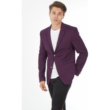 Sposo G-158 Dar Kalıp Örme Kumaş Füme Erkek Blazer Ceket