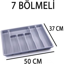 Plastik 7 Bölmeli Gri Çekmece Içi Kaşıklık Organizer Düzenleyici 50CM×37CM