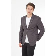 Sposo G-158 Dar Kalıp Örme Kumaş Füme Erkek Blazer Ceket