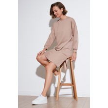 Lela Modest Oysho Kumaş Relaxed Fit Yırtmaçlı Tunik Bayan Tunik 5865878