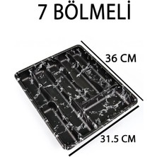 Plastik 7 Bölmeli Siyah Çekmece Içi Kaşıklık Organizer Düzenleyici 36CM×31.5CM