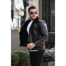 Mero Life Erkek Napa Deri Içi Full Kürklü Yüksek Kalite Slim Fit Siyah Mont & Ceket