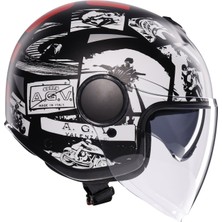 Agv Eteres  History Matt Black White Red MO136 Açık Kask