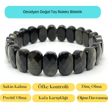 Yıldız Doğal Taş Sertifikalı Obsidyen Doğal Taş Roleks Bileklik