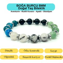 Yıldız Doğal Taş Sertifikalı Boğa Burcu 8mm  Doğal Taş Bileklik