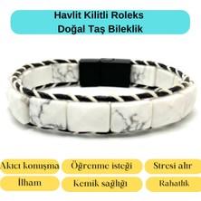 Yıldız Doğal Taş Sertifikalı Havlit Kilit Kapama Roleks Doğal Taş Deri Bileklik
