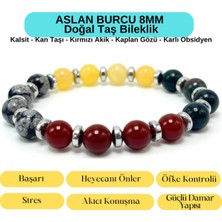Yıldız Doğal Taş Sertifikalı Aslan Burcu 8mm  Doğal Taş Bileklik