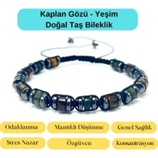 Yıldız Doğal Taş Sertifikalı Kaplan Gözü - Yeşim Doğal Taş Bileklik  Ayarlanabiilir Ölçü