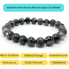 Yıldız Doğal Taş Sertifikalı Spektrolit 8mm Elastik Misinalı Doğal Taş Bileklik