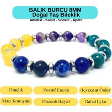 Yıldız Doğal Taş Sertifikalı Balık Burcu 8mm  Doğal Taş Bileklik