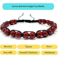 Yıldız Doğal Taş Sertifikalı Kırmızı Akik  6mm Doğal Taş Makrome Bileklik