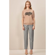 Guitar Kısa Kollu Bej Triko Kazak