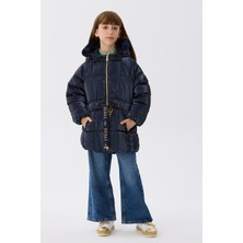 Tyess Bg Store Kız Çocuk Lacivert Kapitone Mont Uzun Kol Slim Fit Orta Kalınlıkta