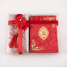Yasin +  Seccade +  Tesbih Hediye Seti (Çanta Boy, Raşel Cilt, ŞemsLafzatullah, Kırmızı)