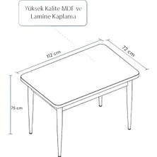 Teknor Lois Serisi 72x112 Mdf Pinotex Ayaklı Kaliteli Sabit Yemek Masası