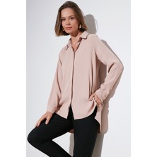 Lela Regular Fit Önü Kısa Arkası Uzun Düz Gömlek Bayan Gömlek 611GO020
