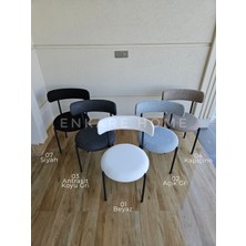 Enkare Karamel Elisa Masa Sandalye Takımı, 4 Kişilik Mutfak Masası, 90x90 Yuvarlak Mdf