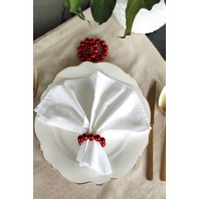 Emtory Home 6'lı Kırmızı Parlak Boncuklu Peçete Yüzüğü