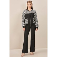 Guitar Düşük Kol Siyah Tüvit Mont