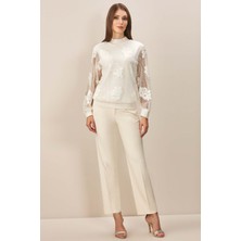 Guitar Cigarette Ekru Dokuma Pantolon