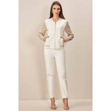 Guitar Ribana Paça Ekru Kadife Pantolon