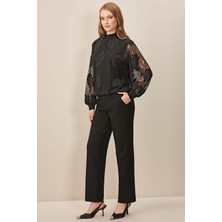 Guitar Cigarette Siyah Dokuma Pantolon