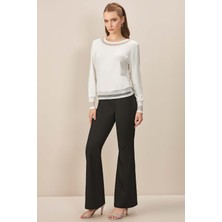 Geniş Paça Siyah Örme Pantolon