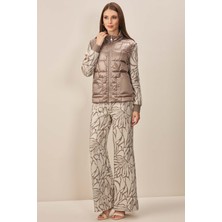 Geniş Paça Bej Triko Pantolon