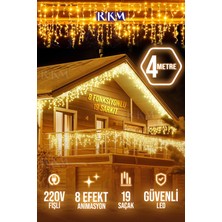 Rkm Store 8 Fonksiyonlu Saçak LED 19 Sarkıt LED Eklenebilir LED Süsleme LED Peri LED Işık Ledli Işık Yılbaşı LED Yılbaşı Işık Yılbaşı(4 Metre)