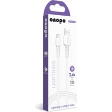 Onopo İphone Apple Uyumlu Kablo Lightning To USB Kablo 3.4A Uyumlu Hızlı Şarj ve Data Kablosu 1m - Q8