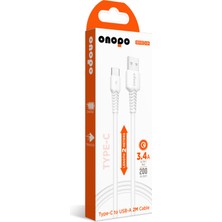 Onopo Android Xiaomi Uyumlu Type-c To Usb Kablo 3.4a Hızlı Şarj Ve Data Kablosu 2m - Q4