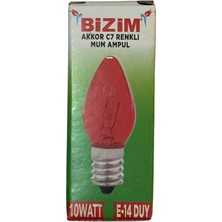 Bizim 10W Kırmızı Işık E14 Duylu Dim Edilebilir Mum Ampul (5 Adet)