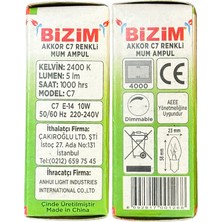 Bizim 10W Açık Sarı Işık E14 Duylu Dim Edilebilir Mum Ampul (10 Adet)