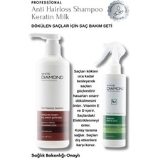 White Diamond Dökülme Önleyici Keratin Biotin Şampuan 500 ml & Yenileyici Keratin Sütü 250 ml Saç Bakım Seti