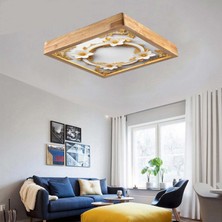 Wood Design World 60X60 cm Ahşap Çerçeve Avize LED Aydınlatma