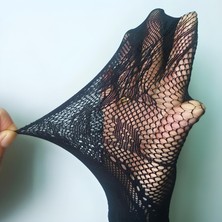 Teddy Wear Çiçek Desenli Fileli Ithal Siyah Külotlu Çorap