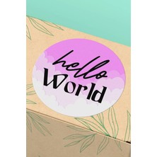 Xox Shops Pembe Hello World Yazılı Paketleme Ambalaj Kargo Ürün Etiketi - Kuşe 90 Adet - ST2138