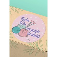 Xox Shops Pembe Sevgiyle Örüldü Yazılı Kargo Paketleme Ürün Etiketi - Kuşe 90 Adet - ST2142