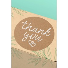 Xox Shops Thank You Sticker Kraft Görünümlü Beyaz Yazılı Paketleme Ambalaj Etiketi - 90 Adet - ST2338