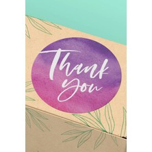Xox Shops Kuşe Sticker Paketleme Kargo Ambalaj Ürün Kuşe Teşekkürler Etiketi Lila Mor - 90 Adet - ST2039