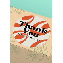 Xox Shops Thank You Sticker Teşekkürler Etiketi Turuncu Krem Paketleme Ürün Etiketi - 90 Adet - ST2131