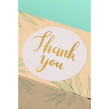 Xox Shops Kuşe Thank You Sticker Teşekkürler Ambalaj Etiketi Pembe Sarı Paket Etiketi - 90 Adet - ST2086