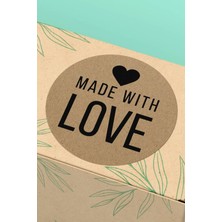 Xox Shops Kraft Görünümlü Made With Love Yazılı Ürün Kargo Paketleme Etiketi - 90 Adet - ST2149