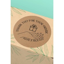 Xox Shops Thank You Sticker Teşekkürler Etiketi Kraft Görünümlü Paketleme Etiketi - 90 Adet - ST2238