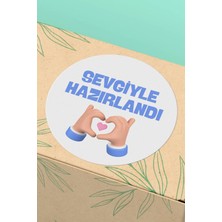 Xox Shops Sevgiyle Hazırlandı Yazılı Sticker Kargo Paketleme Etiketi Kuşe - 90 Adet - ST2270