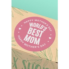 Xox Shops Worlds Best Mom Pembe Mothers Day Hediye Paketleme Kargo Sticker - 90 Adet - ST2397