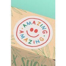 Xox Shops Amazing Gülen Yüz Renkli Paketleme Ambalaj Kargo Hediye Sticker Etiket - 90 Adet - ST2403