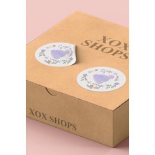 Xox Shops Sticker Teşekkürler Etiketi Lila Mor El Emeği Yazılı Yuvarlak Sticker - 90 Adet - ST2323