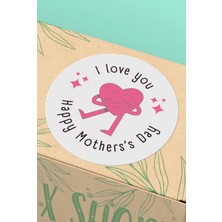 Xox Shops I Love You Happy Mothers Day Kalp Paketleme Ürün Kargo Sticker Etiket - 90 Adet - ST2398
